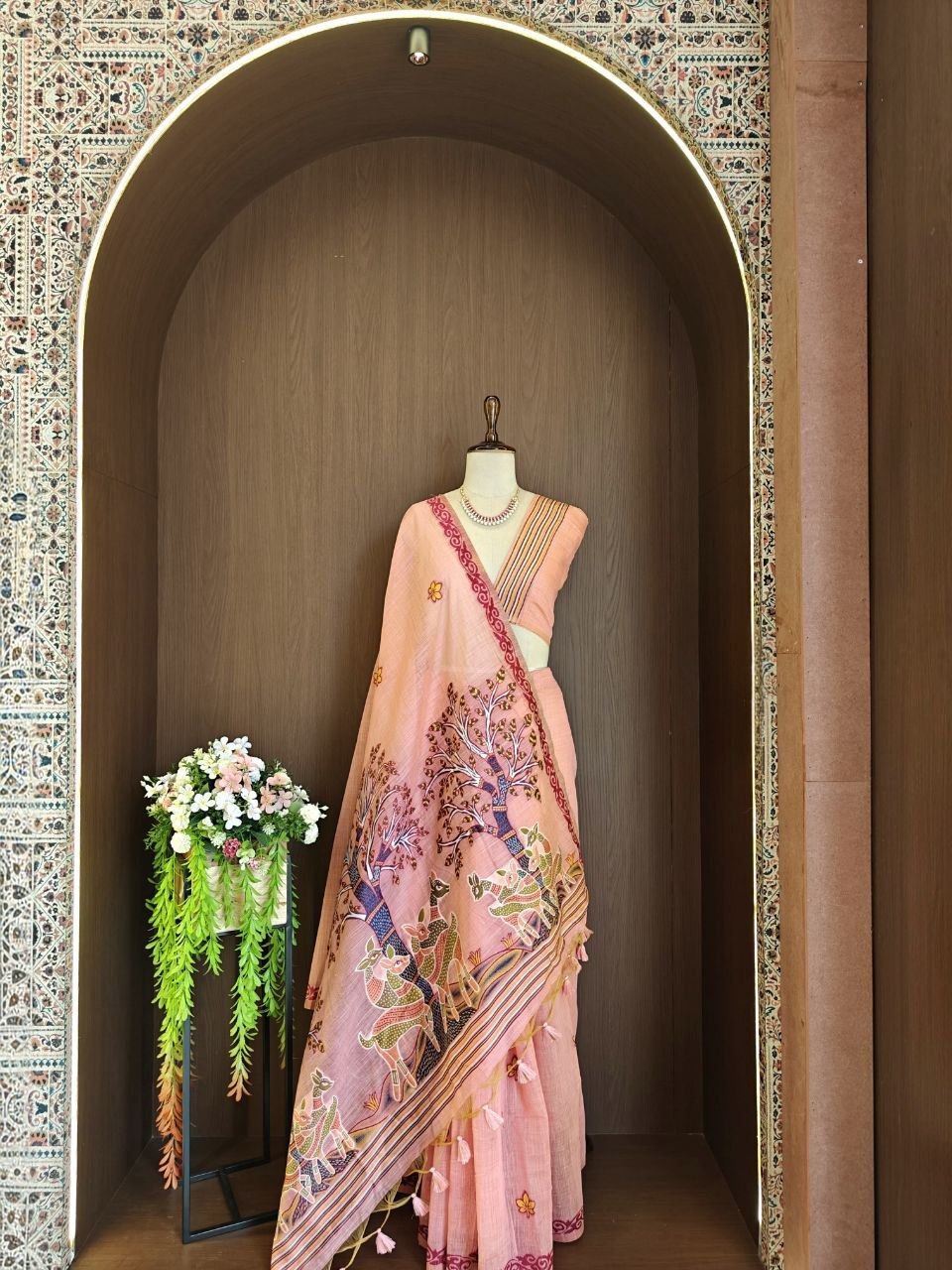 Muga Cotton Saree -  Peach Rose